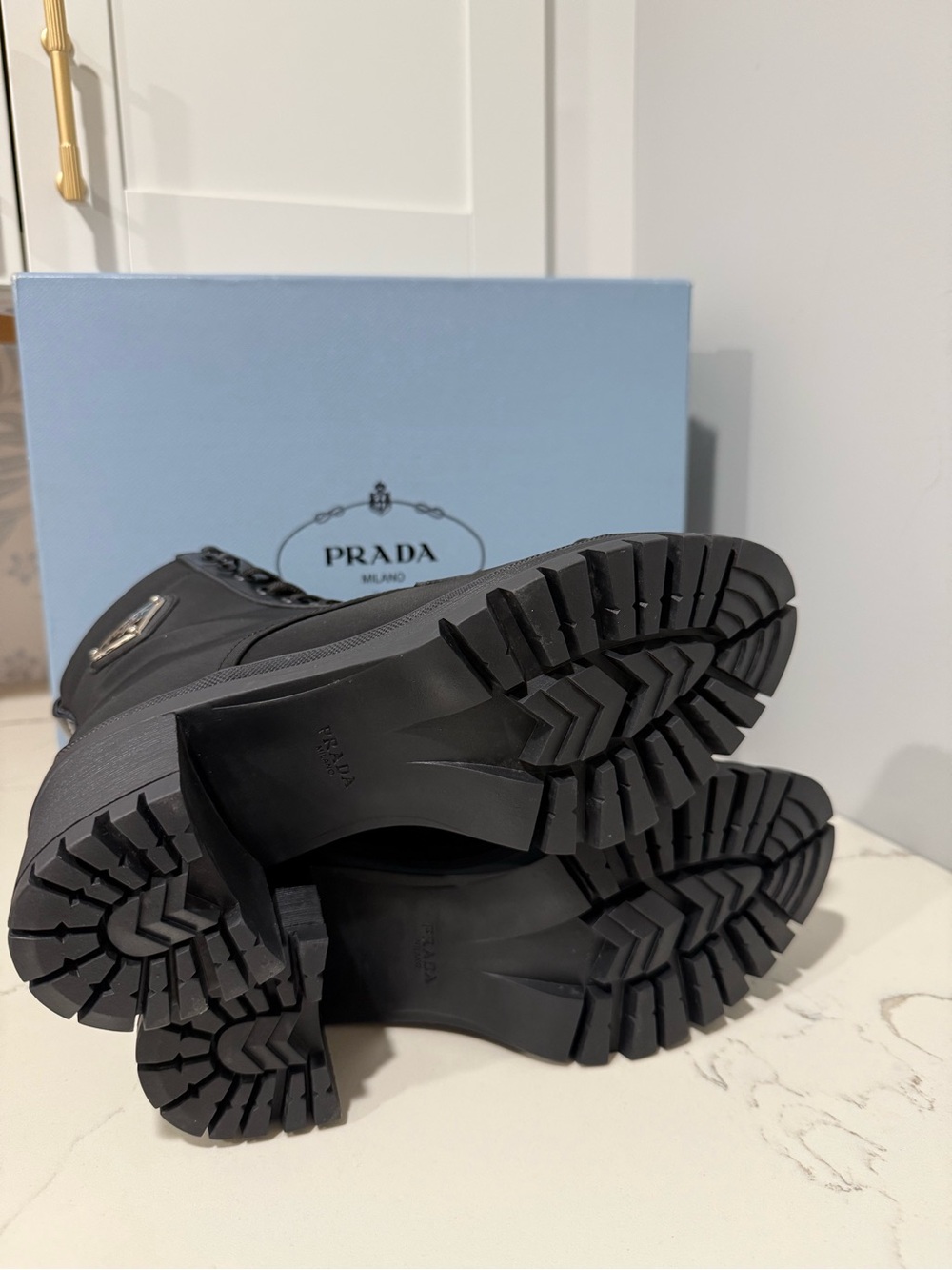 Prada brushed leather and nylon laced booties - Picture 8 of 11